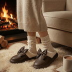Bow Winter Fluffy Slippers For Women