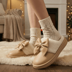 Bow Winter Fluffy Slippers For Women