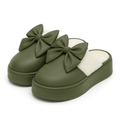 Bow Winter Fluffy Slippers For Women