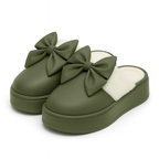 Bow Winter Fluffy Slippers For Women
