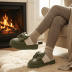 Bow Winter Fluffy Slippers For Women