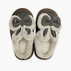 Bow Pattern Winter Fluffy Slippers For Women