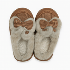 Bow Pattern Winter Fluffy Slippers For Women
