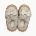 Bow Pattern Winter Fluffy Slippers For Women